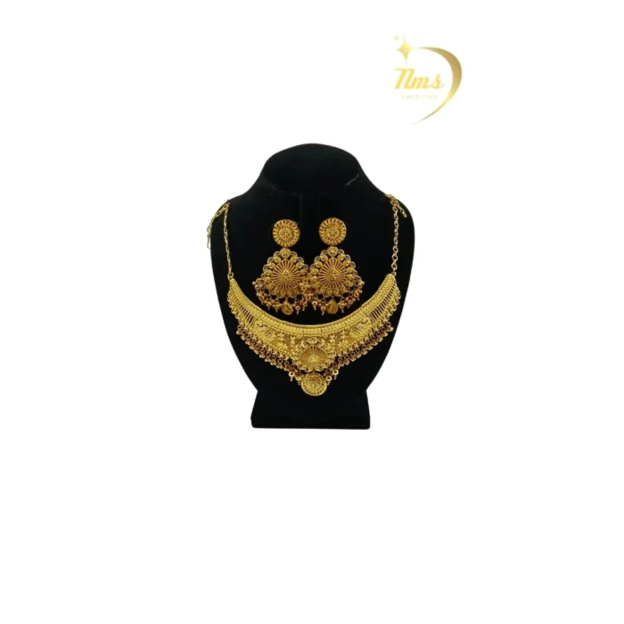 1 Gram Gold Farming Choker and Earrings Set for Women 1 Gram Gold Farming Choker and Earrings Set for Women