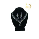 Stunning AD Blue Big Square Cubic Zirconia Necklace Set