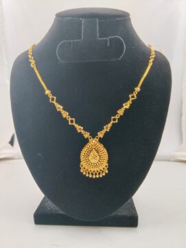 Gold Plated Lakshmi Jali Pendant Necklace | Temple Design Forming Chain