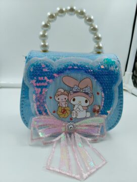 My Melody Holographic Sequin Mini Handbag with Pearl Handle & Bow | Kawaii Party Bag for Girls