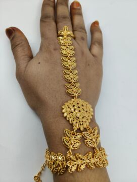 Designer Gold-Plated Circular Pattern Hand Harness (Hathphool)