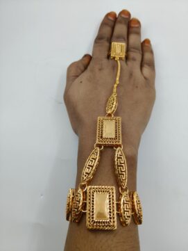 Elegant Gold-Plated Rectangular Design Hathphool Hand Set