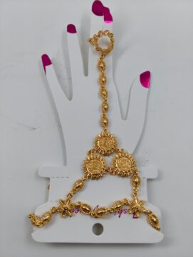 Floral Gold-Plated Traditional Hathphool Hand Set