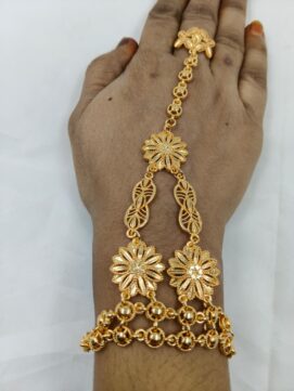 Floral Gold-Plated Traditional Hathphool Hand Set
