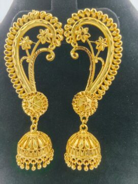 Gold Plated Floral Ear Cuff Jhumka | Full Ear Kaan Pasa | Temple Jewellery Design