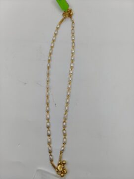 Gold Plated Single Layer Pearl Anklet | Payal with Ghungroo | R ANGLET 07