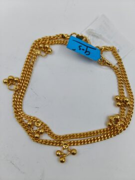 Gold Plated Double Layer Curb Chain Ghungroo Anklet | Heavy Payal | Code 9-5