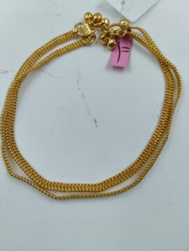 Gold Plated Double Line Foxtail Chain Anklet | Plain Daily Wear Payal