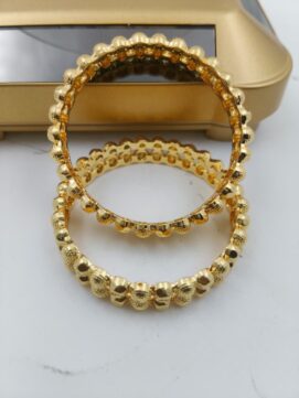 Gold Plated Filigree Jali Work Bangle Pair | Ball & Drape Pattern