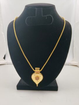 Gold Plated Manga Thali Ruby Pendant Chain | Traditional Forming Necklace