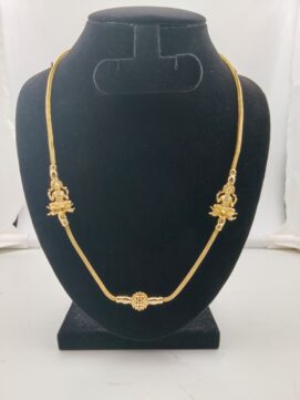 Gold Plated Kerala Palakka Fan Drop Necklace | Ruby Stone Chain