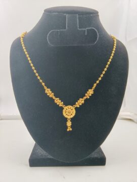 Gold Plated Floral Jali Drop Ball Chain | Vine Motif Necklace