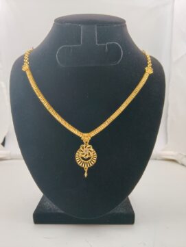 Gold Plated Spiral Chain Rose Pendant Necklace | Chandbali Design