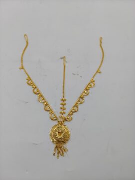 Micro Gold Floral Cutwork Netthichudi Set | 2-Piece Temple Forehead Ornament Set