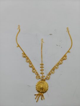 Micro Gold Layered Petal Netthichudi Set | 2-Piece Temple Forehead Ornament Set