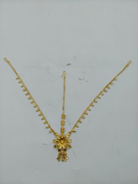Micro Gold Floral Pendant Netthichudi Set | 2-Piece Temple Forehead Ornament Set