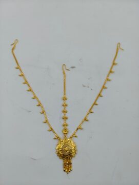 Micro Gold Two-Tone Filigree Netthichudi Set | 2-Piece Temple Forehead Ornament Set