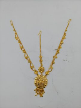 Micro Gold Layered Chain Netthichudi Set | 2-Piece Floral Cutwork Forehead Ornament Set
