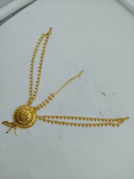 Micro Gold Spiral Swirl Netthichudi Set | 2-Piece Double Layer Temple Forehead Ornament Set