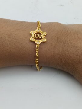 Micro Gold LOVE Star Bracelet | White Stone Chain Bracelet for Daily Wear