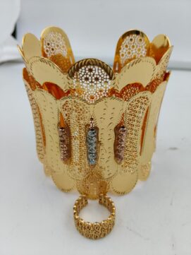 Elegant Gold-Plated Designer Cuff Bracelet with Ring Set
