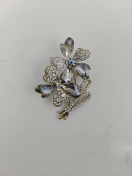 Elegant Smoky Quartz Bouquet Brooch with Iridescent Crystal Accents
