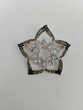 Sophisticated Gold-Toned Star Brooch with Midnight Grey Accents