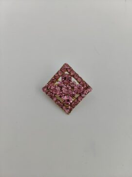 Elegant Geometric Diamond Brooch with Soft Pink Crystal Pavé