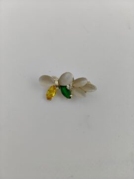 Miniature Jeweled Butterfly Brooch – Gemstone & Cat’s Eye Botanical Lapel Pin