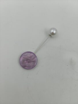 Minimalist Iridescent Resin Disc Hijab and Lapel Pin with Pearl Finial
