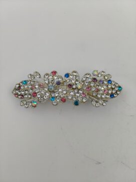 Ornate Pavé Crystal Floral Barrette – Hand-Set Rhinestone Botanical Hair Jewelry