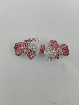 Artisan Crystal Bow & Pearl Blossom Barrette – Intricate Rhinestone Hair Jewelry