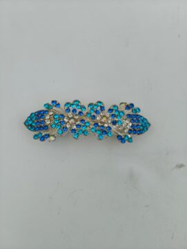 Artisan Rhinestone & Pearl Floral Barrette – Intricate Botanical Hair Jewelry
