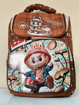 Labubu Series 3D Embossed Multi-Compartment School Backpack with Reinforced Padded Handle