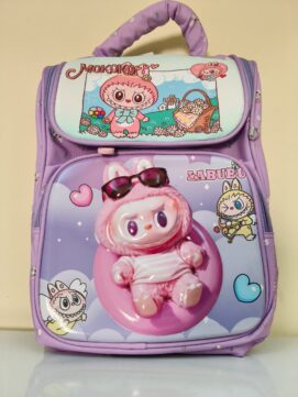 Labubu & Mokoko 3D High-Gloss School Backpack – Purple Fantasy Series