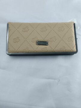 Butterfly Embossed Frame Long Clutch – Elegant Tan Vegan Leather Wallet & Slim Structured Handheld Bag