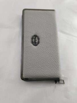 Diamond Quilted Zip-Around Clutch – Light Grey Pebble Grain Wallet & Minimalist Slim Organizer