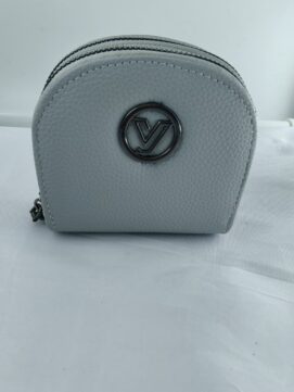 Curved Pebble-Grain Double-Zip Mini Wallet – Semi-Circle Multi-Compartment Vegan Leather Coin Purse