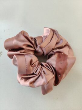 Crystal Accented Satin Scrunchies – Luxury Silk-Finish Hair Ties