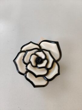 Elegant 3D Petal Rose Brooch – Bold Contrast Enamel Style Accessory