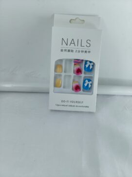 Chic Green & Yellow Bow-Accent Press-On Nail Kit – 12pc DIY Reusable Manicure Set
