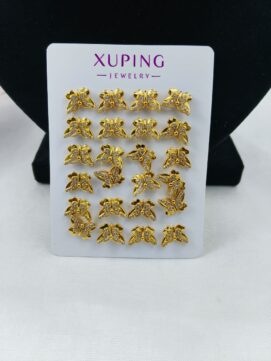 Xuping 18K Gold Plated Butterfly Stud Earrings – Crystal Pavé Boutique Set