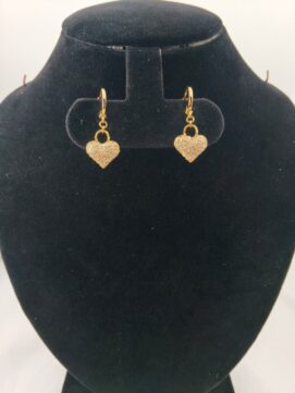 Xuping 18K Gold Plated Shimmering Heart Crystal Dangle Earrings