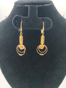 Xuping 18K Gold Plated Triple-Ring Geometric Dangle Earrings