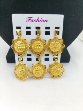 Golden Sunflower Filigree Pendant with Ornate Textured Center