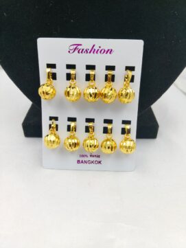 Fashion Bangkok Gold-Tone Diamond-Cut Ball Pendant Set - 10 Pieces