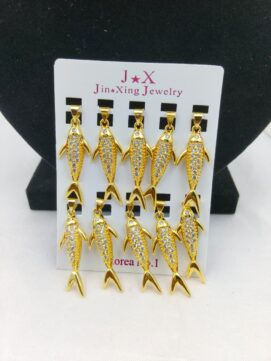 Jin Xing Jewelry Gold-Tone Fish Pendant Set with CZ Stones - 10 Pieces
