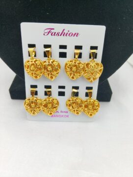 Gold-Tone Filigree Floral Heart Pendant - Set of 4 Designs