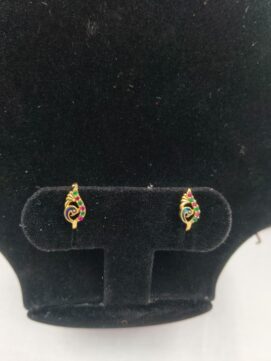 Gold-Tone Peacock Enamel Crystal Clip-On Nose Ring - Set of 2
