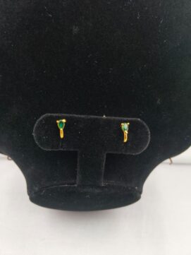 Gold-Tone Teardrop Green Crystal Clip-On Nose Ring - Set of 2